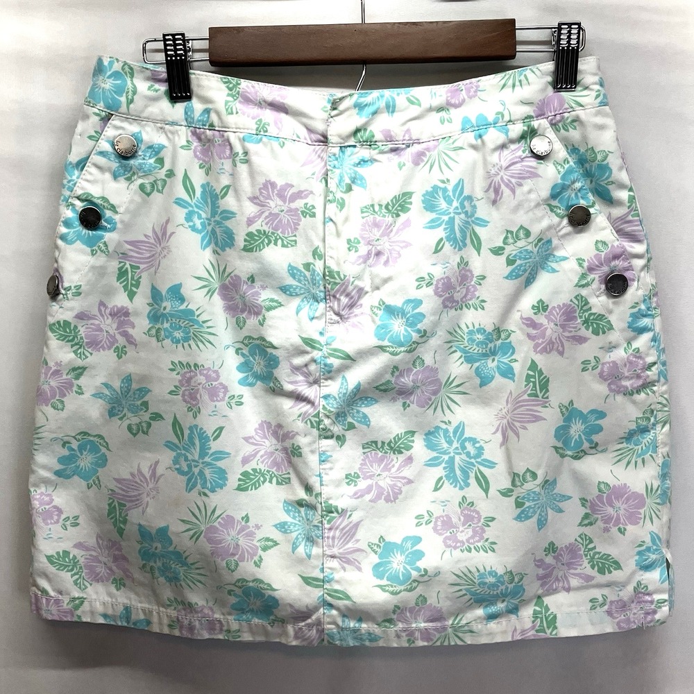 Croft & Barrow Womens White Pastel Floral Corset back Skort Skirt Size 8